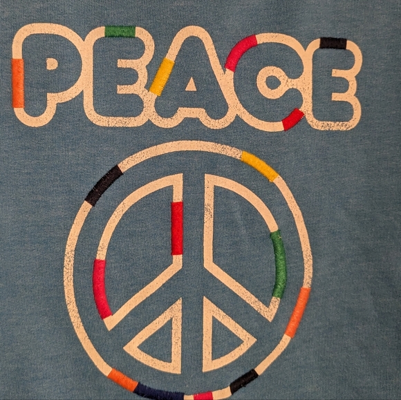 Gymboree PEACE Cropped Hooded Sweatshirt with Colorful Embroidery Girls' S 5/6 - Picture 3 of 9